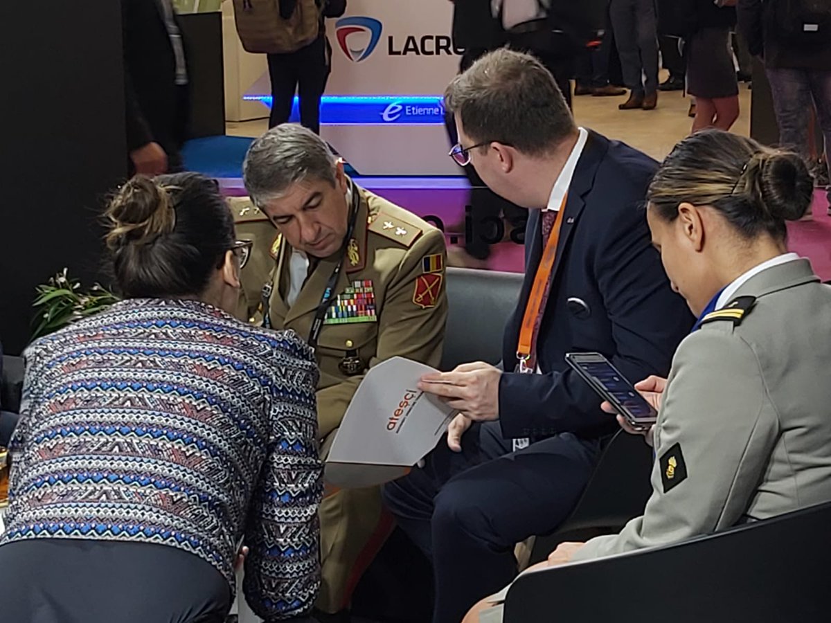 AtesciMachinery's tweet photo. A delegation from Romania Ministry of National Defence has visited Atesçi's booth at Eurosatory 2022. We appreciate Major General Iulian Berdila's (Chief of Land Forces Staff) kind visit.

#eurosatory2022 #defence #security #defenceindustry #machinery #atescimachinery https://t.co/8lpdLpEVM7