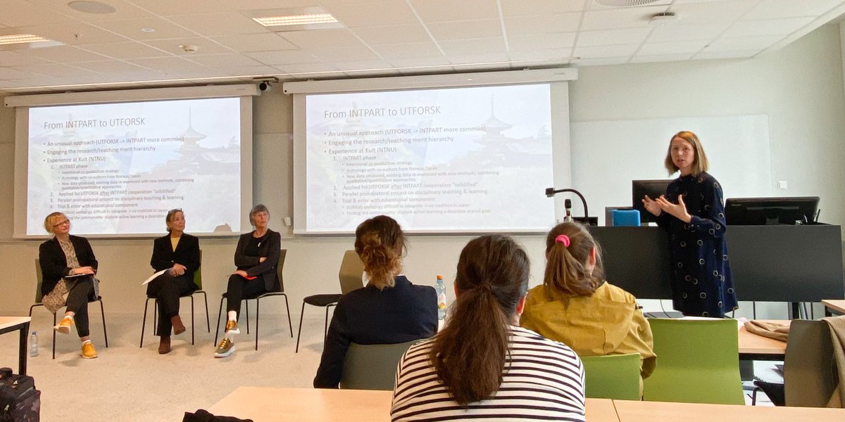 preurink's tweet photo. How to build education collab based on research collab with Jennifer Branlat @NTNUHumanities at #Panoramaseminaret 

🔸Co-creation
🔸From #INTPART to #UTFORSK: an exisiting framework to collab on
🔸Research topics as a menu for students considering mobility stays in 🇳🇴🇯🇵 https://t.co/JohUrHUG5p