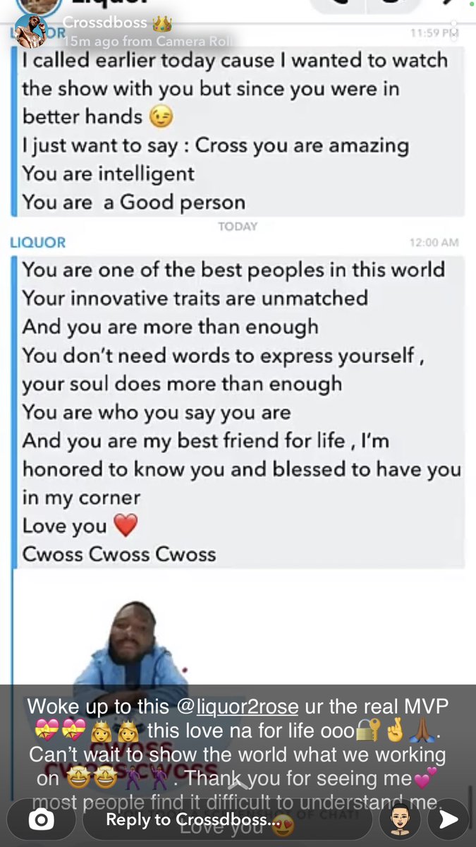 TheRealSiyah's tweet photo. Cross &amp; Liquorose >>> 🥹🤍 this made me teary pls! This is love in its purest form! #Crossrose https://t.co/0nqwGrYUXJ