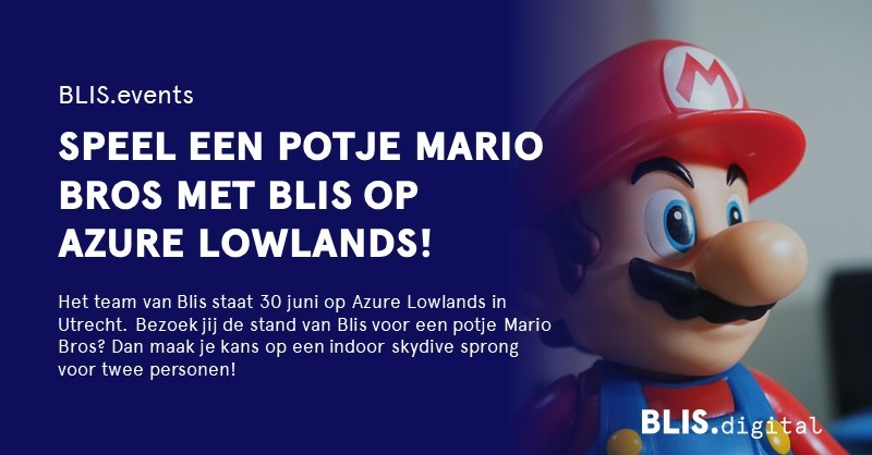 Op 30 juni staat het team van BLIS op Azure Lowlands. Bezoek onze stand voor een ouderwets potje Mario Bros 🕹️. Zet jij de hoogste score? Dan win je een indoor skydive sprong voor twee personen! 🪂

📅 30 juni 
📍 Utrecht

#BLISdigital #AzureLowlands
