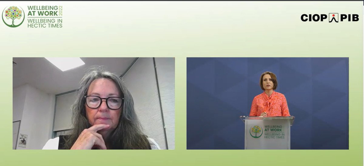 WAW2022_'s tweet photo. Professor Maureen F. Dollard from @UniversitySA opened the last day of #Wellbeing at #Work conference #WAW2022 and joined us to answer the questions on psychosocial safety climate as a leading indicator of wellbeing at work. https://t.co/F9dRu4aA9r