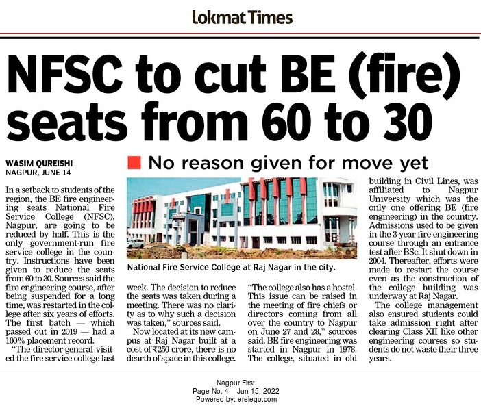 LokmatTimes_ngp's tweet photo. No clarity as to why such decision decision has been taken
#Engineers #college #BEfire #NFSC #nationalfireservicecollege
@vijayjdarda @AICTE_INDIA @wordsmith01 @nknayak17 https://t.co/4IA68rNxME