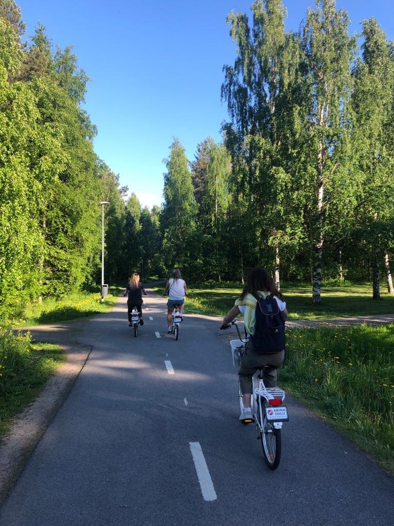 FHautekeer's tweet photo. The IRO @UniversiteLiege  team tries the Finnish way of life: we ride to the #Unicconference by bike. Discovering other ways of living is also the #Unic spirit. Thank you for the warm welcome to the city of #Oulu and the @UniOulu @UNIC_EU https://t.co/iHkHUjcfYK