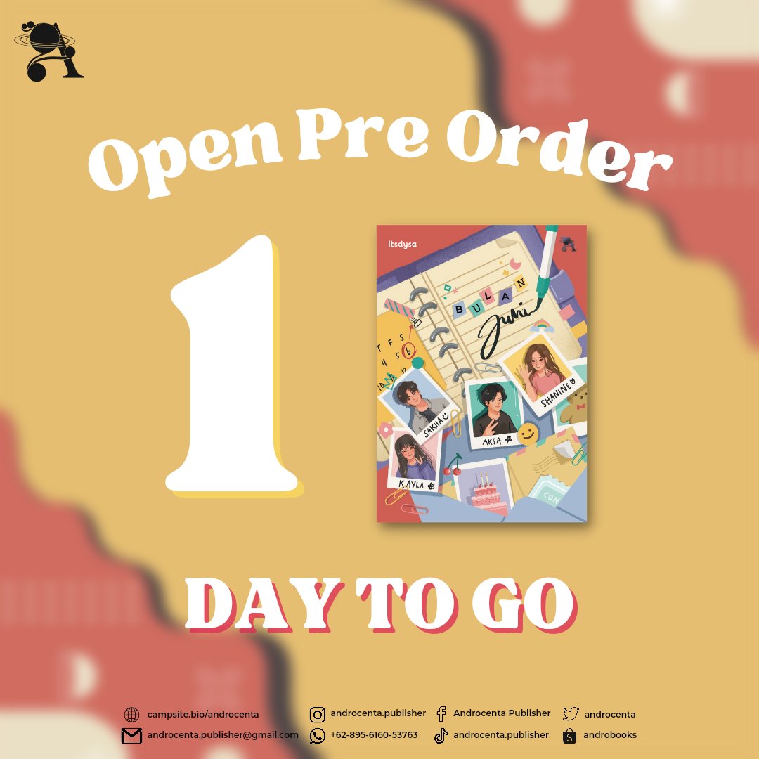 androcenta's tweet photo. OPEN PRE ORDER 1 DAYS TO GO!
Engga terasa sebentar lagi Novel Bulan Juni akan PO. Kamu udah nabung kan buat peluk Aksa dan temen-temenya?
KETEMU SAMA AKSAMBUL YUK!
#androcentapublisher #androbooks #authorau #alternateuniverse #bulanjuni #segeraterbit #sadstory #happystories https://t.co/bhnhRXX9SS