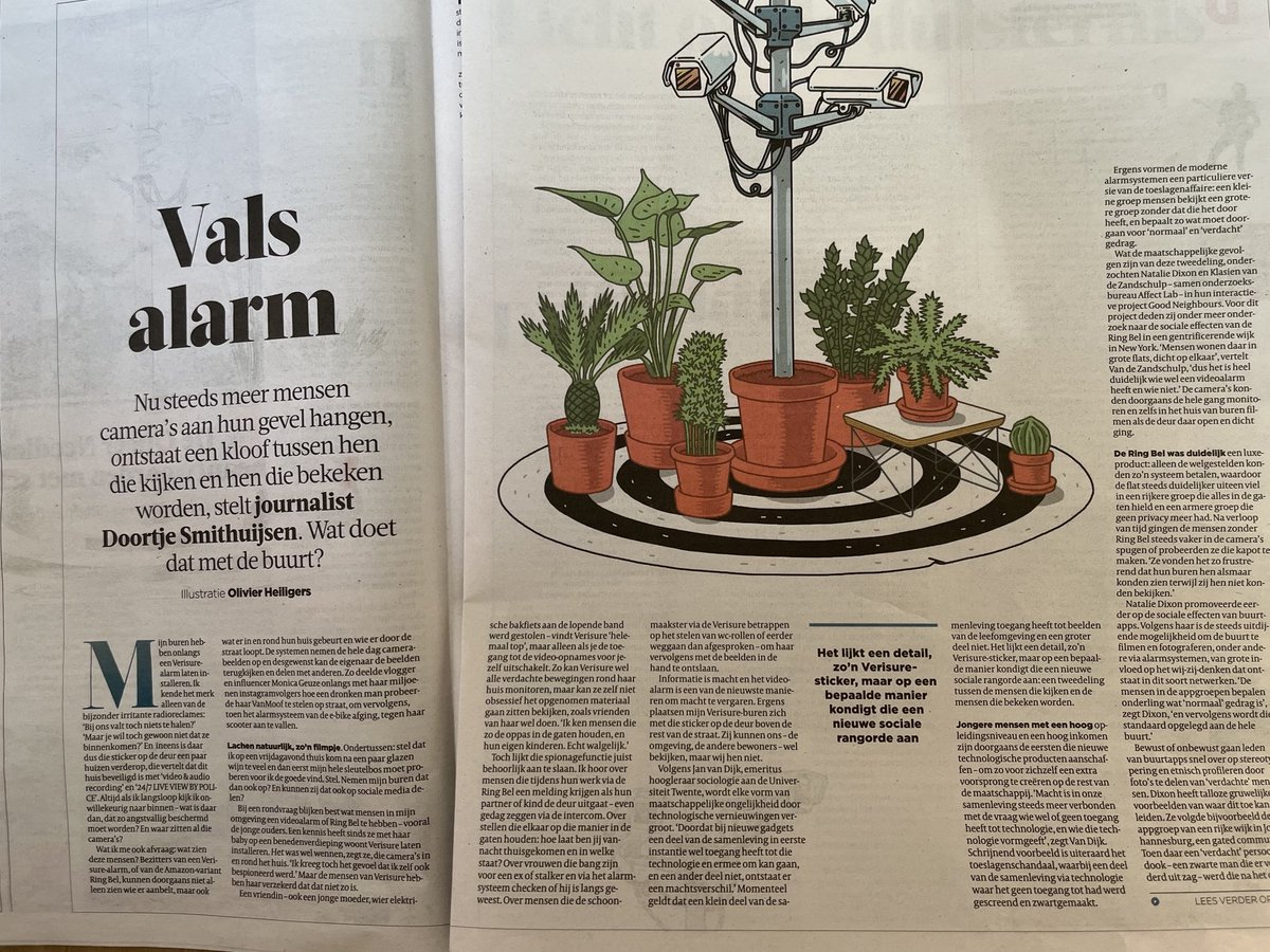 Nieuwe tweedeling in de maatschappij: mensen mét en mensen zonder Verisure. #volkskrant.