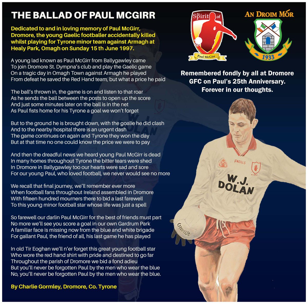 dromoregfc's tweet photo. All at Dromore GFC fondly remember Paul McGirr today on the 25th Anniversary of his passing. https://t.co/VFon4A2vdM
