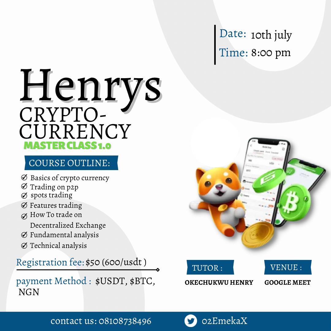O2EmekaX's tweet photo. I'll be holding a Cryptocurrency masterclass
 I think This is the best time to learn about Cryptocurrency
You can reach me on Whatsapp for more enquires 👇
07012152973 https://t.co/OXPi5Eg5J4