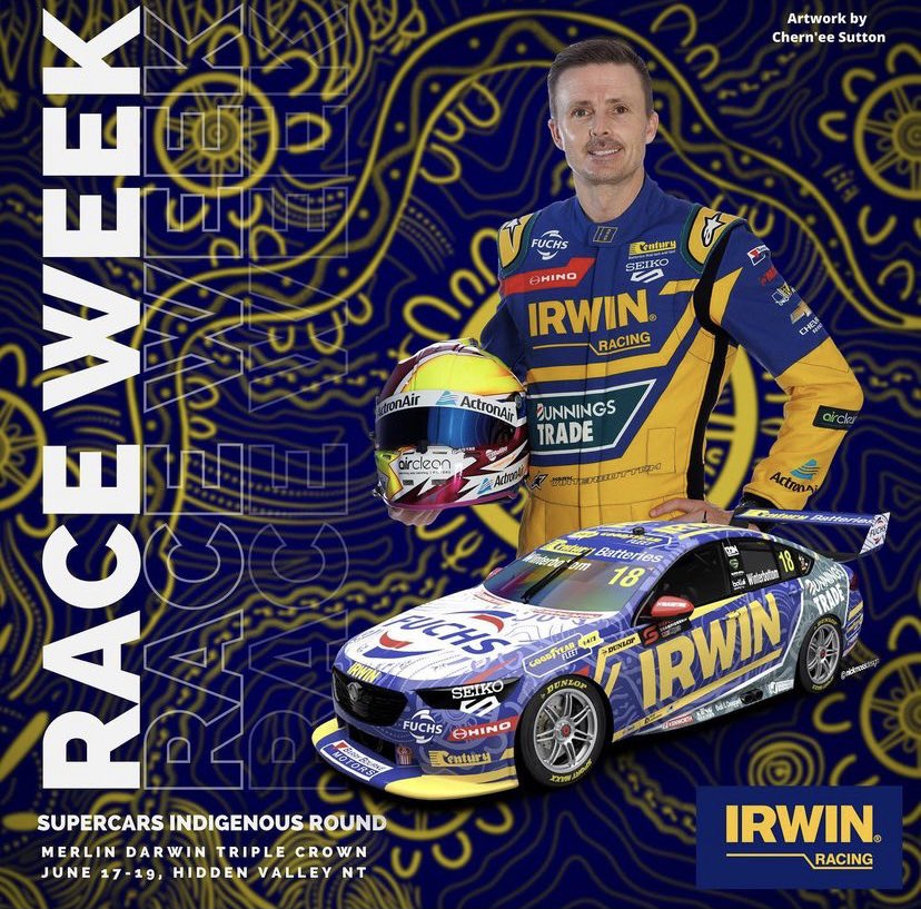 CherneeSutton's tweet photo. It’s Race Week!!! I’m so excited to see #MarkWinterbottom Racing around the Track in Darwin for the First #SuperCarsIndigenousRound on the 16th and 17th of June!!! It has been such an amazing project to be involved in and I’m so honoured to have Designed the Livery
@irwinracing https://t.co/dgQ33EPPFA