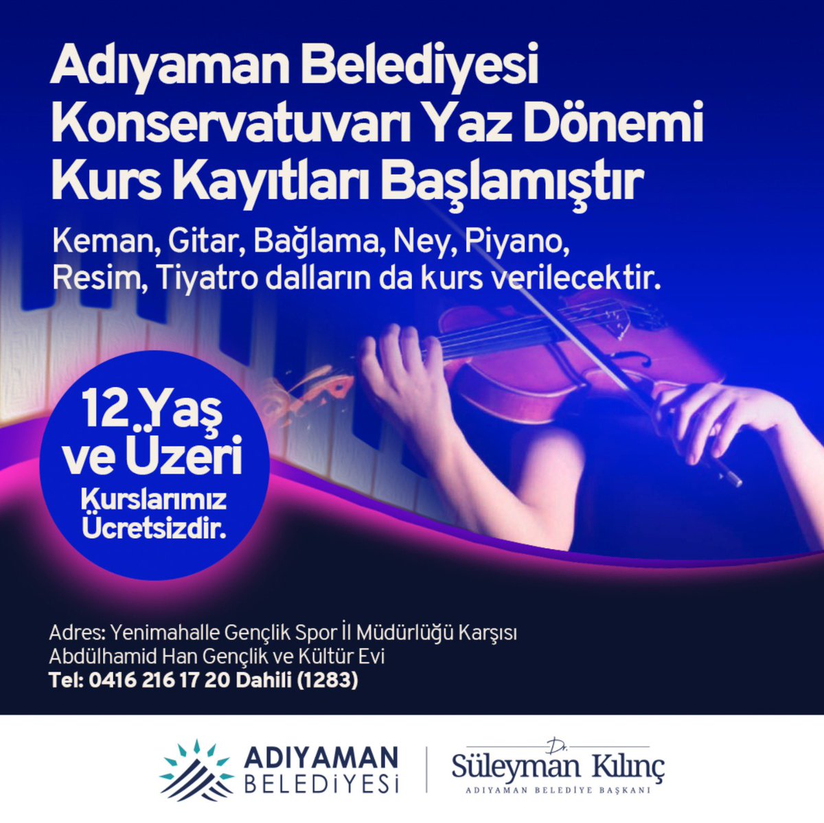 Belediye Konservatuarı Yaz Dönemi Kurs Kayıtlarımız Başladı