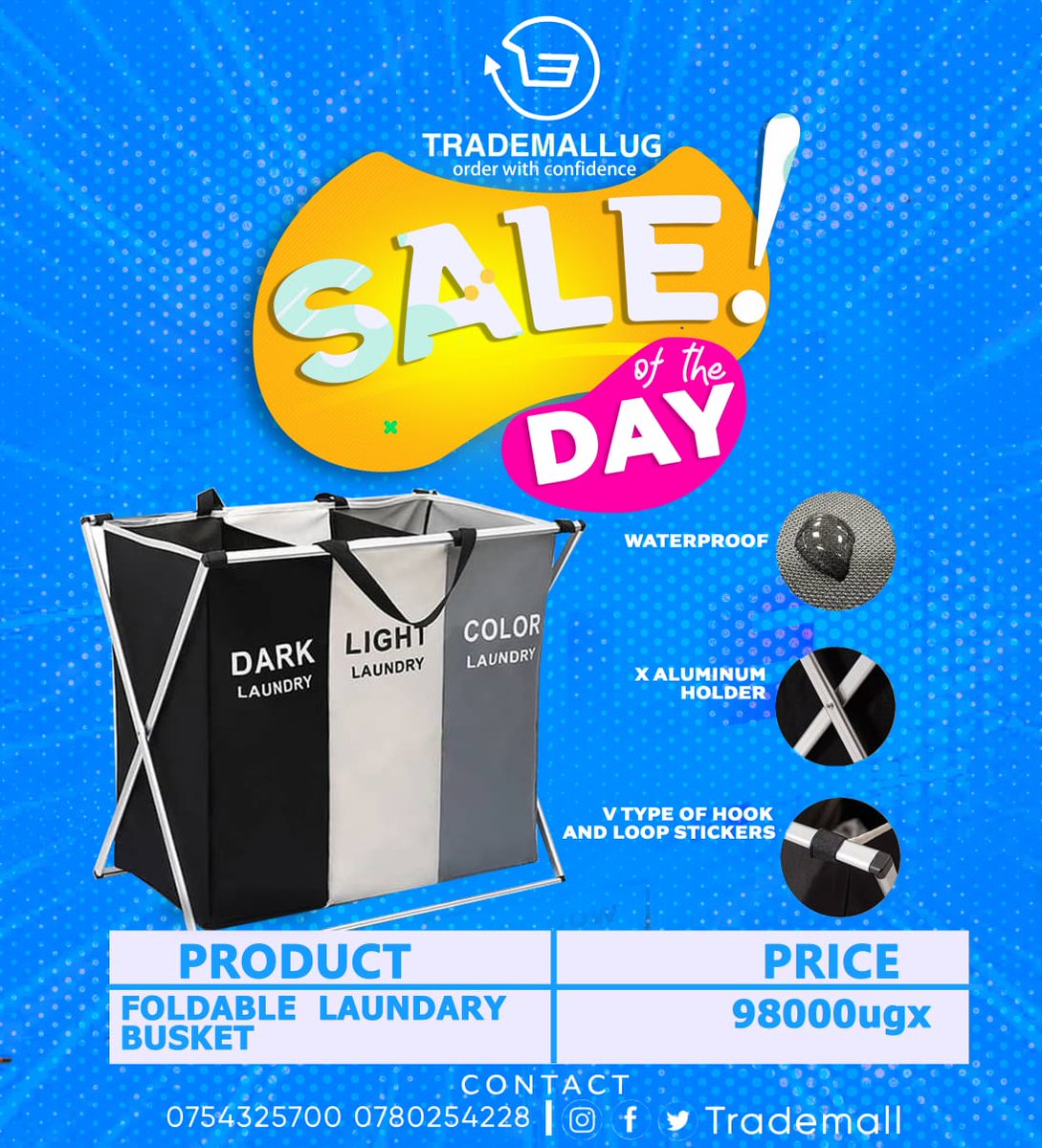 trademallug's tweet photo. Trademall got you covered Don't just scatter your clothes everywhere   just order for this foldable laundry basket at acheaper price we deliver to your door steps cash on delivery quality is essential at Trademall online shopping 🛒 https://t.co/9Dw4Nfnr5m
