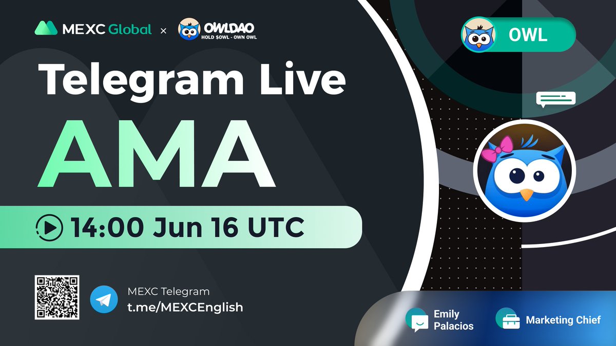 Join #MEXC AMA with #OWLDAO at 2pm UTC tomorrow in our Telegram group: t.me/MEXCEnglish

10ppl * 10 $USDT giveaway:
✅Follow @MEXC_Global &amp; <a href="/OWLDAOio/">OWLDAO</a> 
✅Like, RT &amp; Tag 3 frds
✅Sign up: bit.ly/3gzIm3J

More $OWL rewards for grabs at the live #AMA!