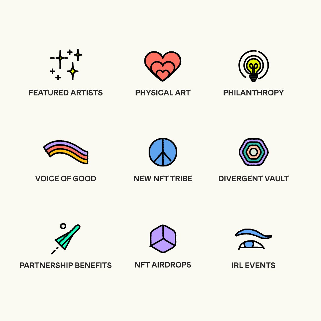 DivergentsNFT's tweet photo. We have a vision👁️, we have a mission 🚀and we have much to offer 🤗.

🧵Holder benefits thread🧵 https://t.co/KYDWohDBXB