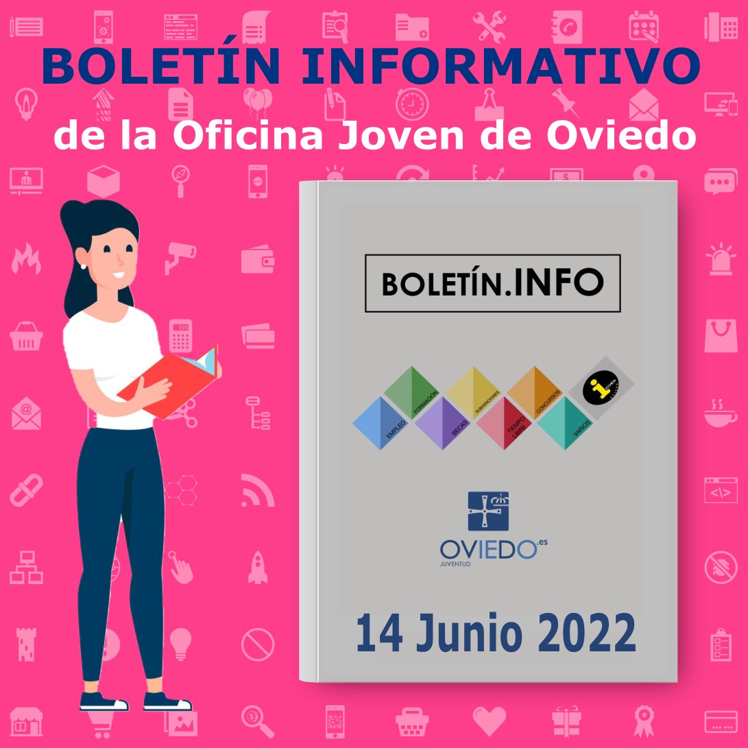 aytoviedo's tweet photo. 📣 Ya puedes consultar el Boletín Informativo semanal de la Oficina Joven de Oviedo en el que encontrarás la programación de "Verano a tu Aire" y #DOCE17, ente otras novedades en materia de empleo, formación, tiempo libre....  https://t.co/u1txhhSdyY https://t.co/2gCtaJk8am