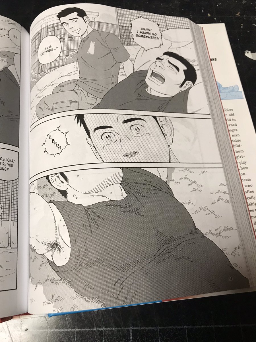 『僕らの色彩』は同性愛の話なので「性」の要素は避けられない。しかし全年齢向けのマンガで、高校生の肉体を性的に描くことにも、個人的に抵抗があった。結果、それを見ている視線と感情を明示して描くという手法を試みた。吉岡の肉体に性を見る宙と、宙の肉体に性を感じて邪推する由芙子の2箇所。 