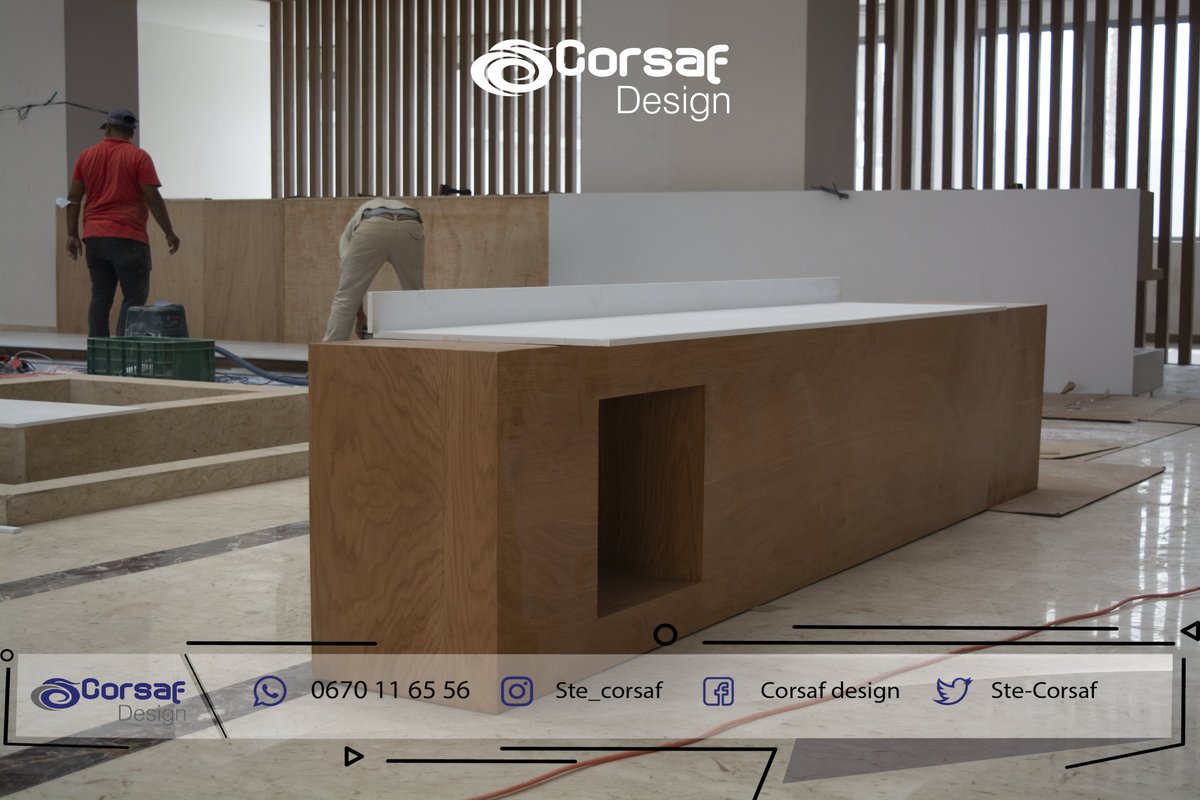 Fabrication un comptoir d'accueil pour la fondation Mohamed 6 en matière solide surfaces sur la ville d'Agadir.
Nous avons l'honneur de communiquer avec vous.
Pour plus d'infos N’hésitez pas à nous contacter
Télé/GSM : 0528.24.77.11 / 0661.11.52.68
corsaf.com
