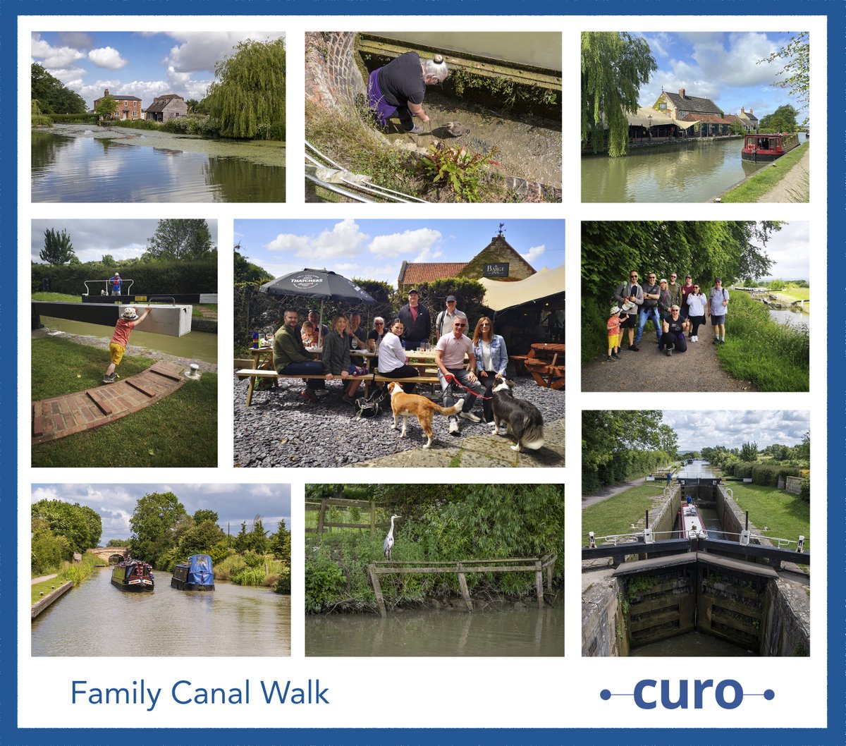 As a fully remote business, it's important gather our families together for catch-ups. Last Saturday we had a beautiful canal walk to <a href="/bargeinnseend/">The Barge Inn, Seend</a> for a delicious pub lunch. Working locks, canal boats, birds and greenery and even a gosling rescue! 

#Curo #family #nature