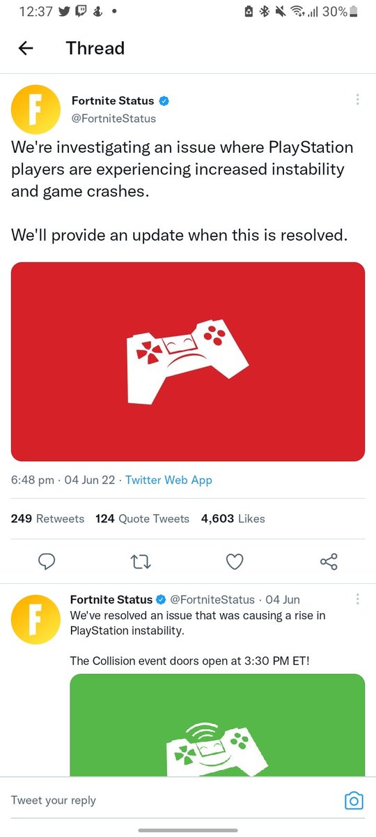 Haroonaah1's tweet photo. @FortniteStatus Im still having this issue I cant continue my game without crashing please solve it https://t.co/PLV9WkoywZ
