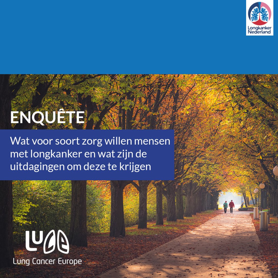 LongkankerNL's tweet photo. LuCE @LungCancerEu heeft een #enquête uitgezet over het #zorgtraject bij #longkanker. Het doel van deze enquête is om te onderzoeken welke zorg mensen met longkanker in #Europa willen ontvangen.  

Help mee! Vertel uw ervaring en vul de enquête in via: https://t.co/IpQjFXqXPz https://t.co/Vju3q1XBMf