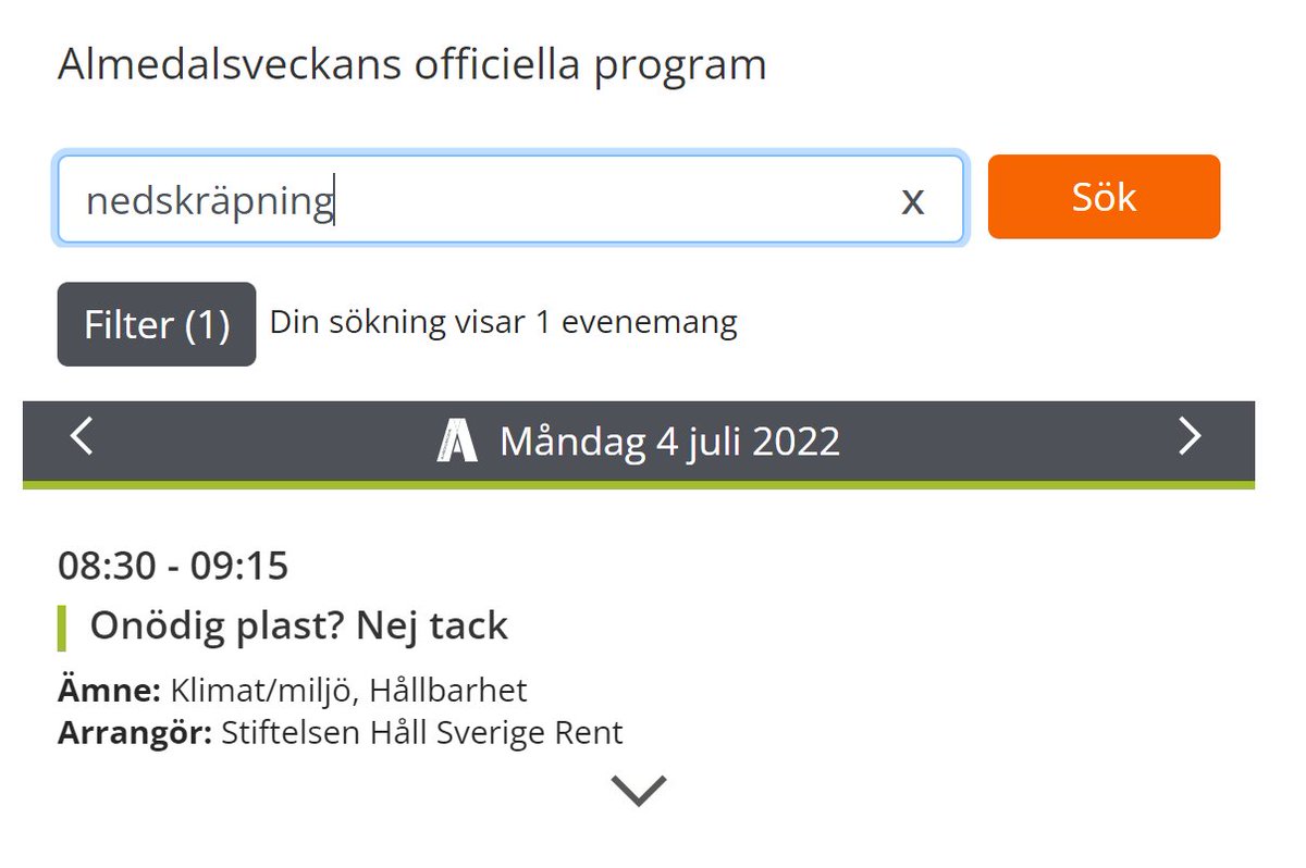 Av 1 700 evenemang på Almedalsveckan handlar 1 om nedskräpning. Så missa inte det! <a href="/strandhall/">Annika Strandhäll</a> med flera kommer vara där.