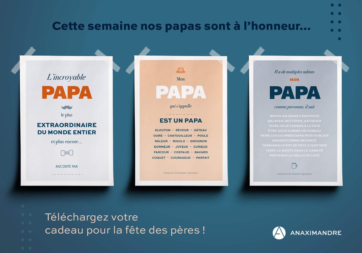 anaxi_numerique's tweet photo. 🎁 La fête des pères c’est dans 4 jours !! 🎁

Allez, comme nous sommes vraiment très sympas, nous vous proposons un nouveau petit cadeau à télécharger 

https://t.co/q4wgSeT54Q

#fetedesperes #papa #cadeau #famille #bretagne #anaximandre #web #bzh #internet #graphisme https://t.co/4fPowGgbrm