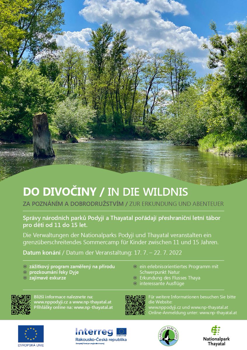 Stále ještě přemýšlíte nad červencovým program pro své děti? Přihlaste je na náš tábor Do divočiny! Poznají Podyjí opravdu zblízka a navíc si budou moct procvičit němčinu. Více na nppodyji.cz/dodivociny2022