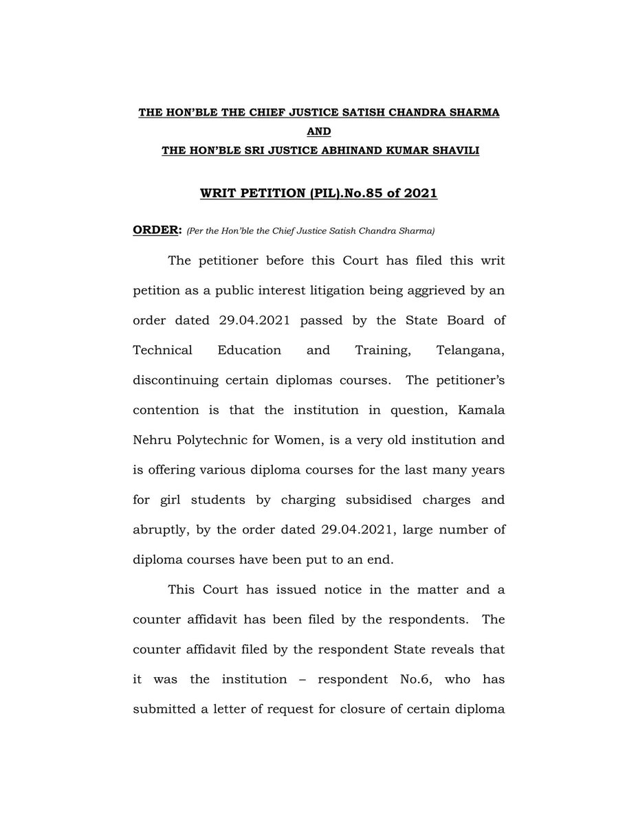 SaveKNPWC's tweet photo. @SabithaindraTRS @KTRTRS WP(PIL) 85/2021 to #SaveKNPW 
7th April, High court stated that 
@TelanganaCMO shall take an appropriate decision in the matter sympathetically within a period of 45 days.

@SabithaindraTRS Madam please continue all the aided courses in KNPW College for the academic year 2022-23 https://t.co/zclalpj2KT