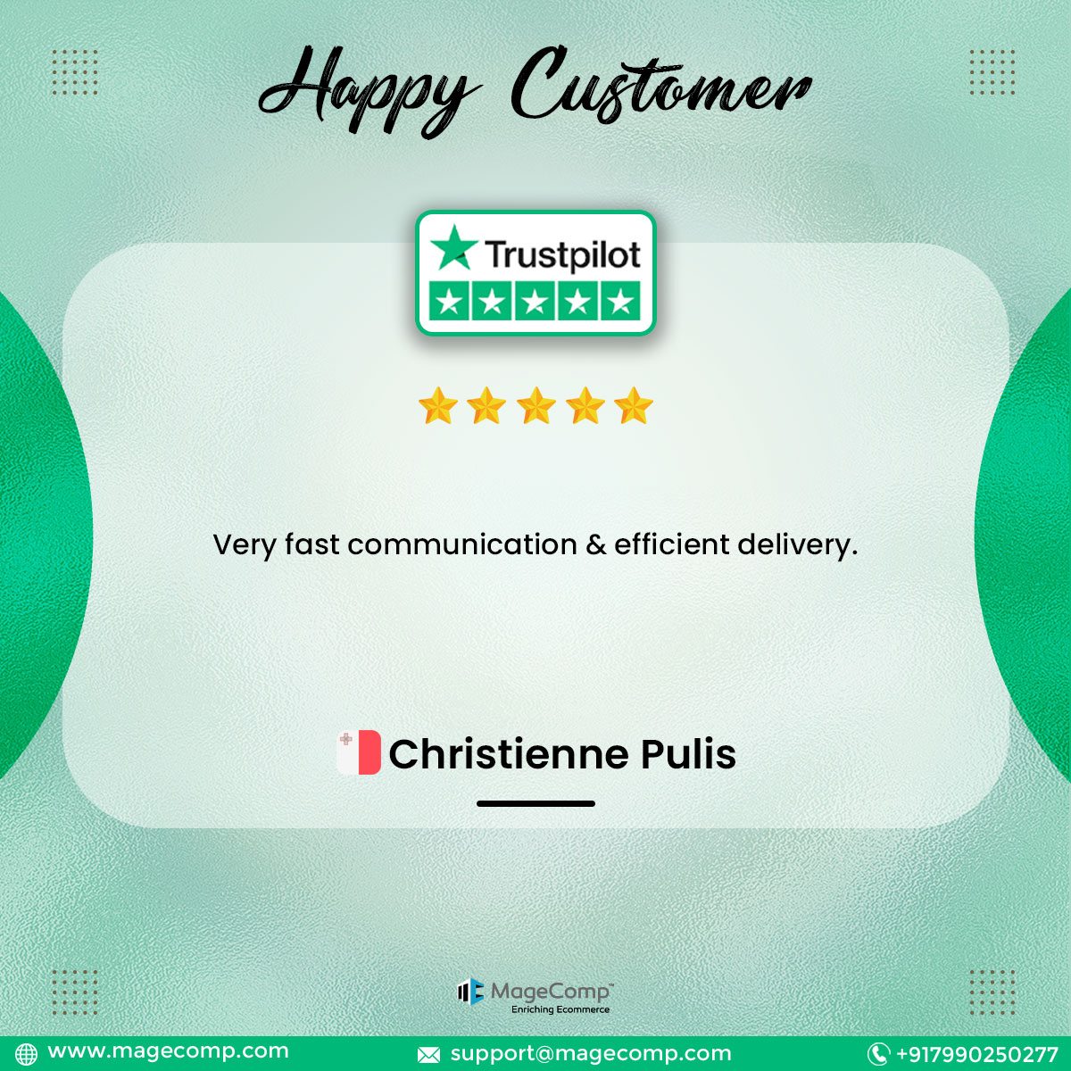 Thank you so much, Christienne Pulis, for your amazing review! 😍

#clientappreciation #clientlove #clientreview #clientfeedback #clienttestimonial #magentoclient #trustpilot #trustpilotreview #trustpilotreviews #magentostore #magentoextension #magentoservice #magentodevelopers