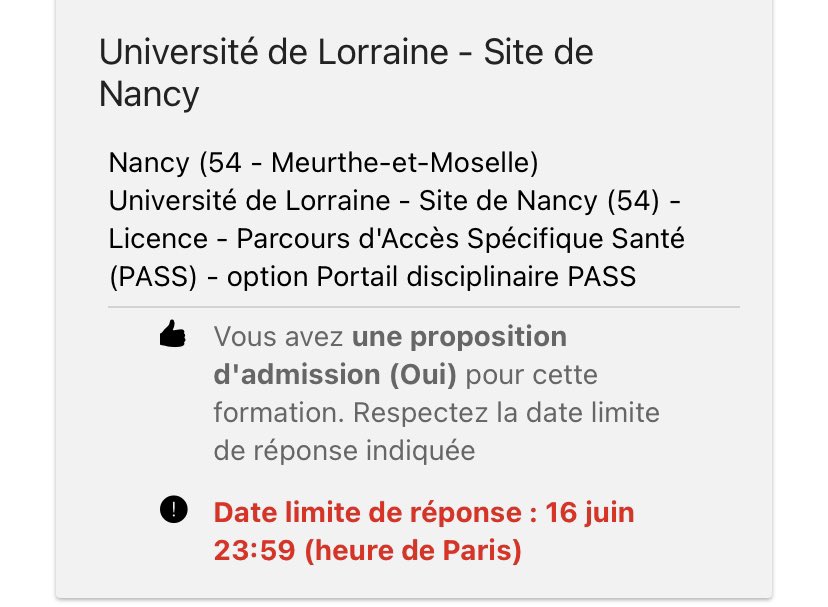 Je suis officiellement accepté en pass Nancy ! #Parcoursup