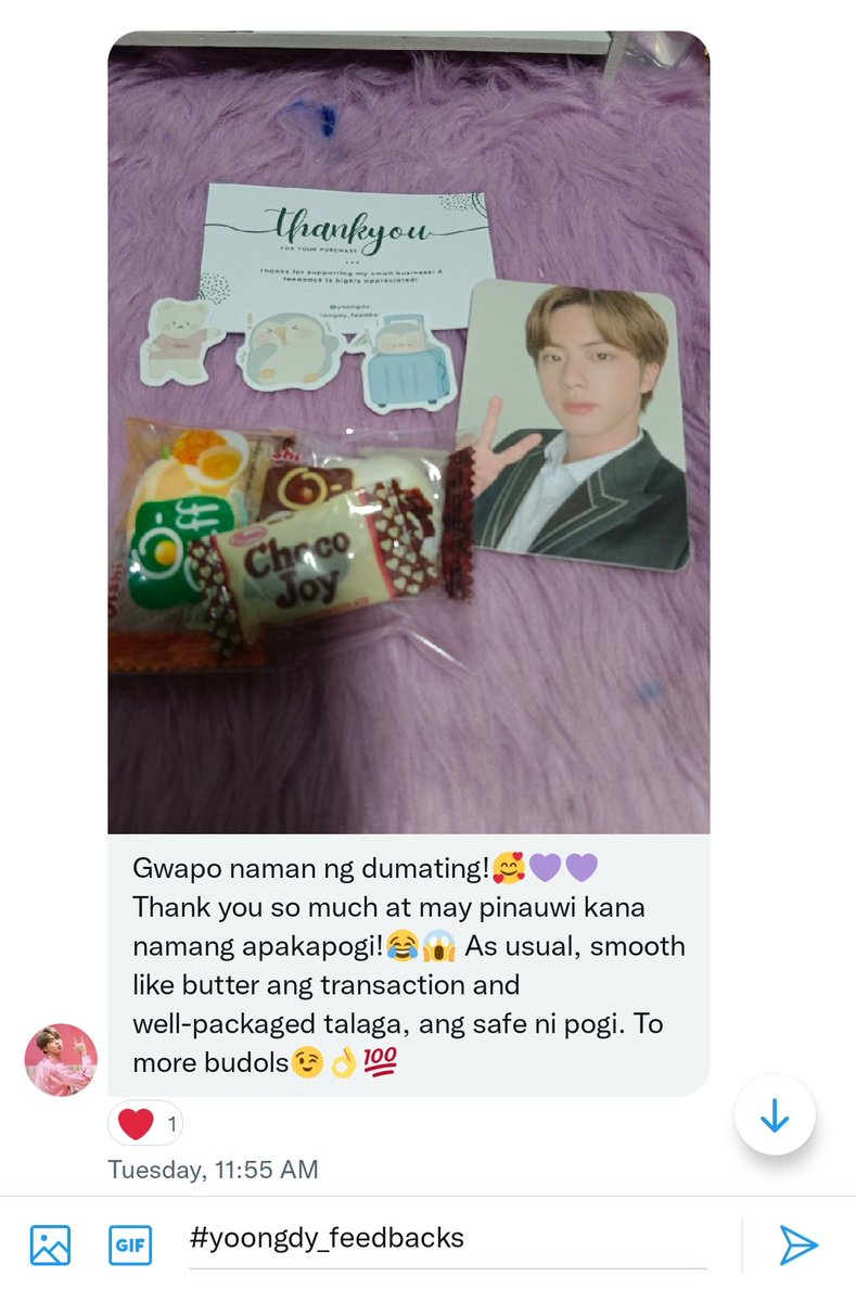 yoongdy's tweet photo. thank you so so much po! sa uulitin :> 

#yoongdy_feedbacks https://t.co/zbSvbVUNOU