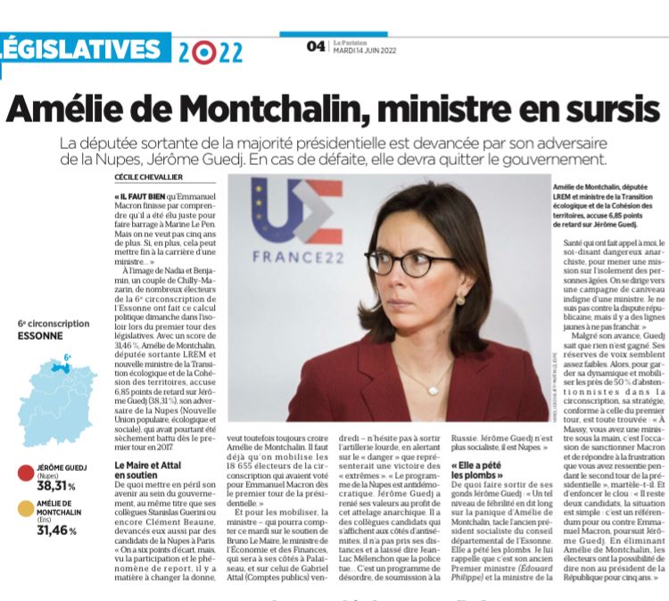 UnionPop91120's tweet photo. Toujours ➕ d'outrances @AdeMontchalin, ministre en SURSIS, contre @JeromeGuedj ✌️

les candidats #Nupes font une campagne "propre" en parlant des programmes alors que les candidats #LREM
#Renaissance n'attaquent que sur des polémiques de bas étage. #Lapsus  ⤵️

#legislatives2022 https://t.co/A7sbL2EOwA