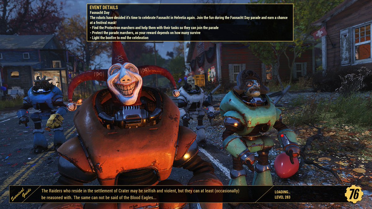 sdrowdrawkcab's tweet photo. Fallout 76 "Fasnacht Day" Event Details load screen #Fallout76 #XboxShare https://t.co/ypbFziPRqQ