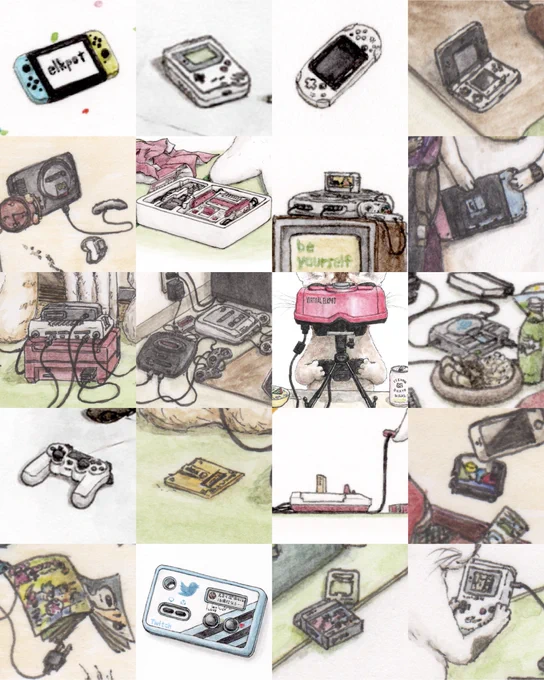 【elkpotゲーム機コレクション🎮】
今まで描いた作品の中で登場したゲーム機を選抜してみました。レトロ機が多いのは趣味なんだ!🎨
#メガドラ  #ファミコン  #SWITCH  
#genesis  #nes  #sega  #nintendo 