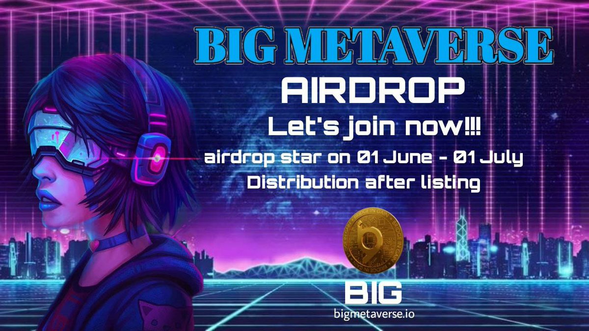 🤩 #Airdrop

BIG airdrop extended. 

💸90,000 BIG Worth Over 5,000$ 
🔗 Join Airdrop bit.ly/Bigmetaverse

REWARDS 

Top 1-10 referrers earn 500 $BIG
Top 11-50 referrers Earnest 125 $BIG 
2000 random winners earn 40 $BIG

#Metaverse #giveaway