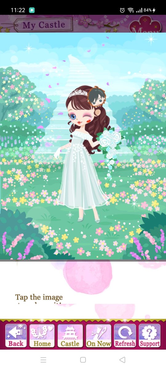 I'm missed 50 battle items to get the castle background. I've been busy and can't make it in time. 😭 I feel rather like white wedding dress over ranking blue wedding dress or orange wedding dress - my hubby's color. I'll add chibis later if I have free time. #SLBP #EternalWaves