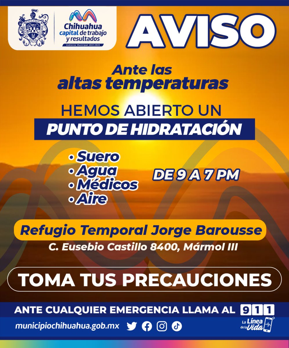 Inspector721's tweet photo. Habilita Municipio punto de hidratación en refugio temporal Jorge Barousse por altas temperaturas https://t.co/uCIMiAeySb https://t.co/qAdisp4Clr