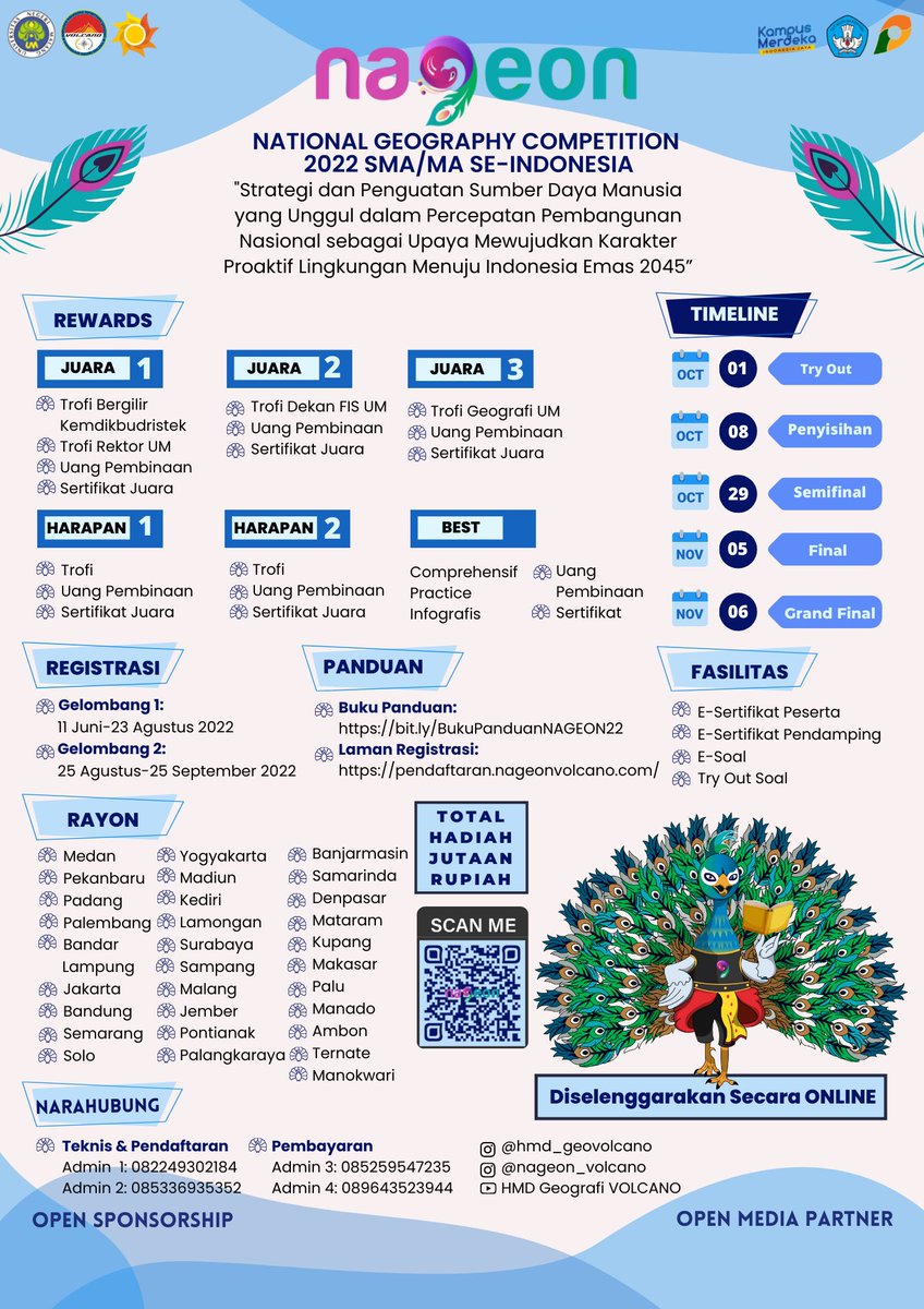 Haii guys👋🏻
Event yang selalu dinantikan akhirnya hadir kembali loh! 

Apa lagi kalau bukan
✨"National Geography Competition (NAGEON IX) 2022" ✨
Segera persiapkan dirimu!

Untuk info lengkapnya bisa cek di  linktr.ee/nageonvolcano
Instagram: nageon_volcano

Yuk buruan daftar!!!