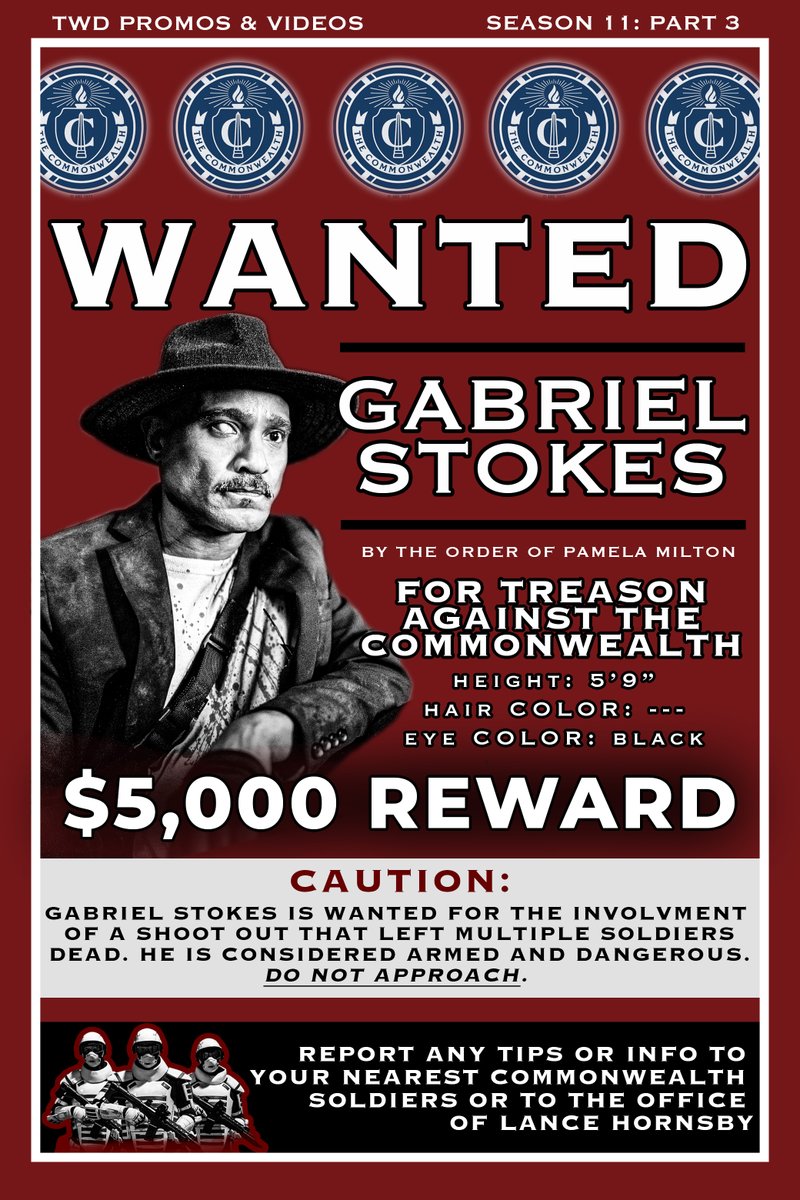 WANTED BY THE COMMONWEALTH: Aaron &amp; Gabriel Stokes

Straight from the desk of Pamela Milton

Promo posters I made for #TheWalkingDead's upcoming final episodes! #TWD