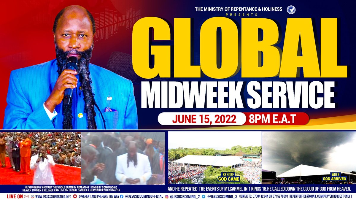 TabbybrightR's tweet photo. TODAY'S  GLOBAL MIDWEEK SERVICE will  be transmitted live from HEAD OFFICE in Nairobi using below channels:
Terrestial Connection
Audio Internet Streaming
Log on to
https://t.co/0YOQJL1cVe

https://t.co/5dUKbRu0mZ

https://t.co/GAD5r9xmiY

YouTube: https://t.co/ohUEpcHXCF https://t.co/LH4hRVRdL0