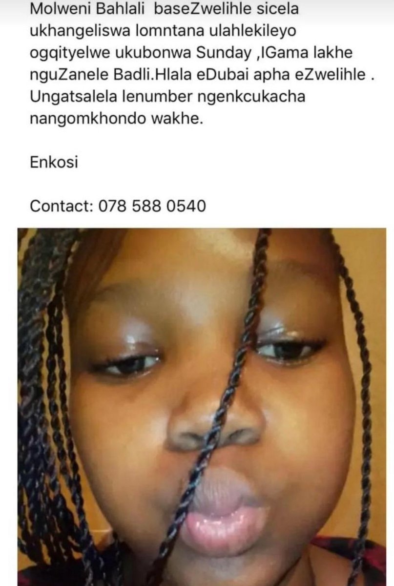 This child has been missing since Sunday, please retweet🙏🏽