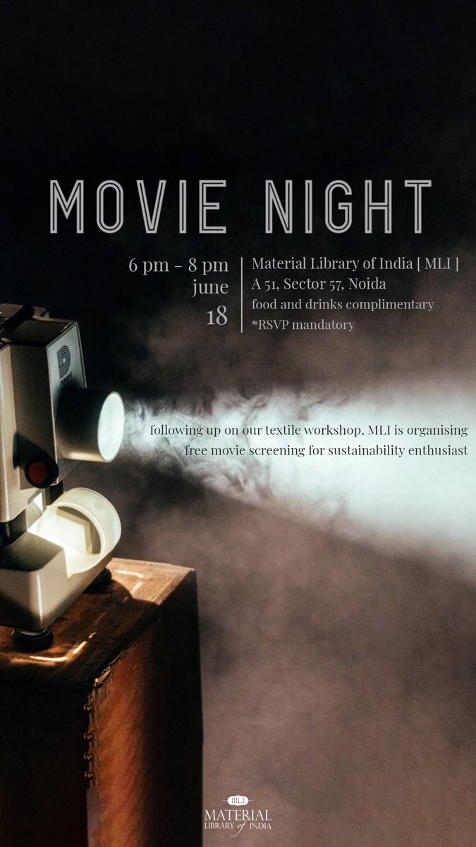 MaterialIndia's tweet photo. Let’s watch a movie!
https://t.co/p13PBbFUSd
#Movienight #materiallibrary #materiallibraryofindia #textile #zerowaste #designthinking #circulareconomy #fashionrevolution #fastfashion https://t.co/cXS0MuERGB