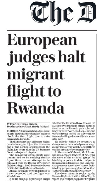 ROBZIK's tweet photo. La Corte Europea dei Diritti Umani ha bloccato la deportazione dei migranti verso il #Rwanda decisa dal governo britannico. Il primo volo pieno di migranti resta a terra. https://t.co/0WjkYS0UEX