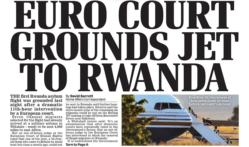 ROBZIK's tweet photo. La Corte Europea dei Diritti Umani ha bloccato la deportazione dei migranti verso il #Rwanda decisa dal governo britannico. Il primo volo pieno di migranti resta a terra. https://t.co/0WjkYS0UEX