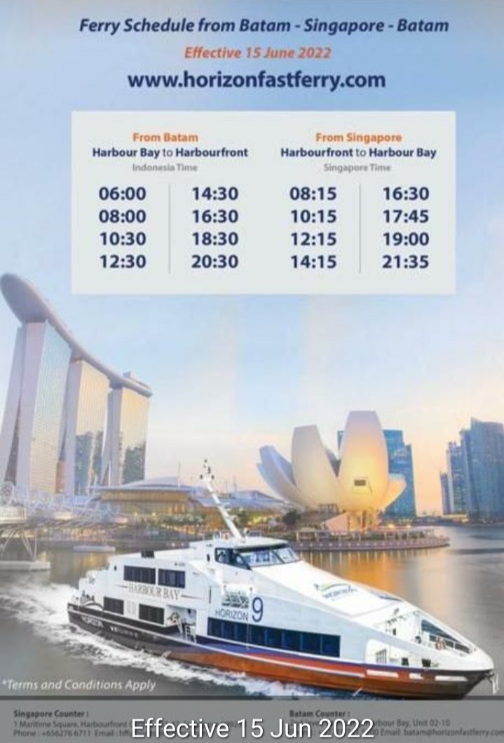 manikfm2381's tweet photo. Harbourfront is back..
Call me for reservation booking details to us
#batamtour
#ferryticket
#hotelbooking
#batam
#majesticfastferry https://t.co/PjVkR9eEbc