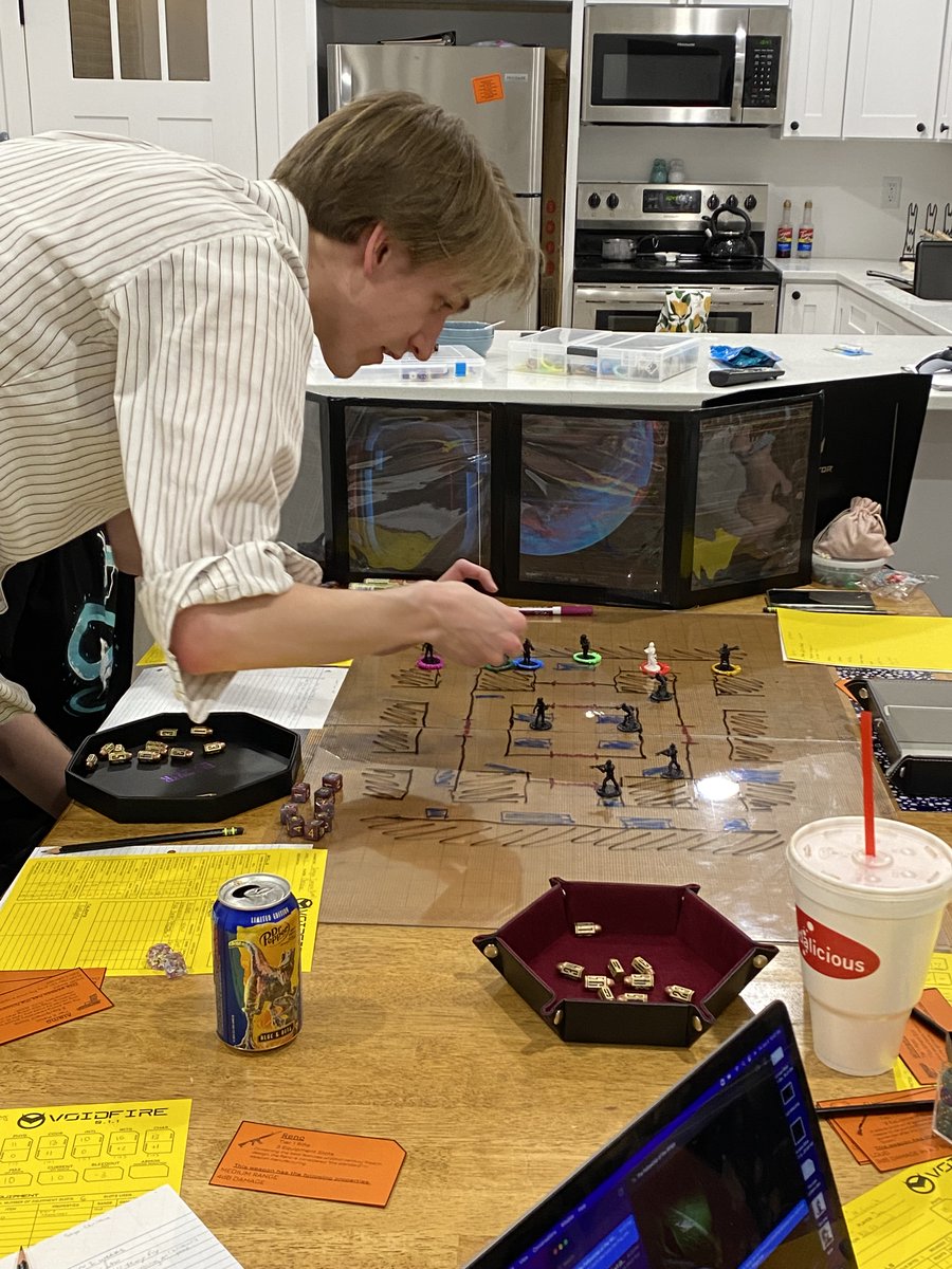 CelHorizons's tweet photo. The first official mission from our internal #playtest group campaign this week consisted of everything from the first official #voidfire player death(s) to the highest #diceroll we've seen in our playtesting! What crazy #ttrpg experiences have you had this week? https://t.co/8qGkZUI1Ol