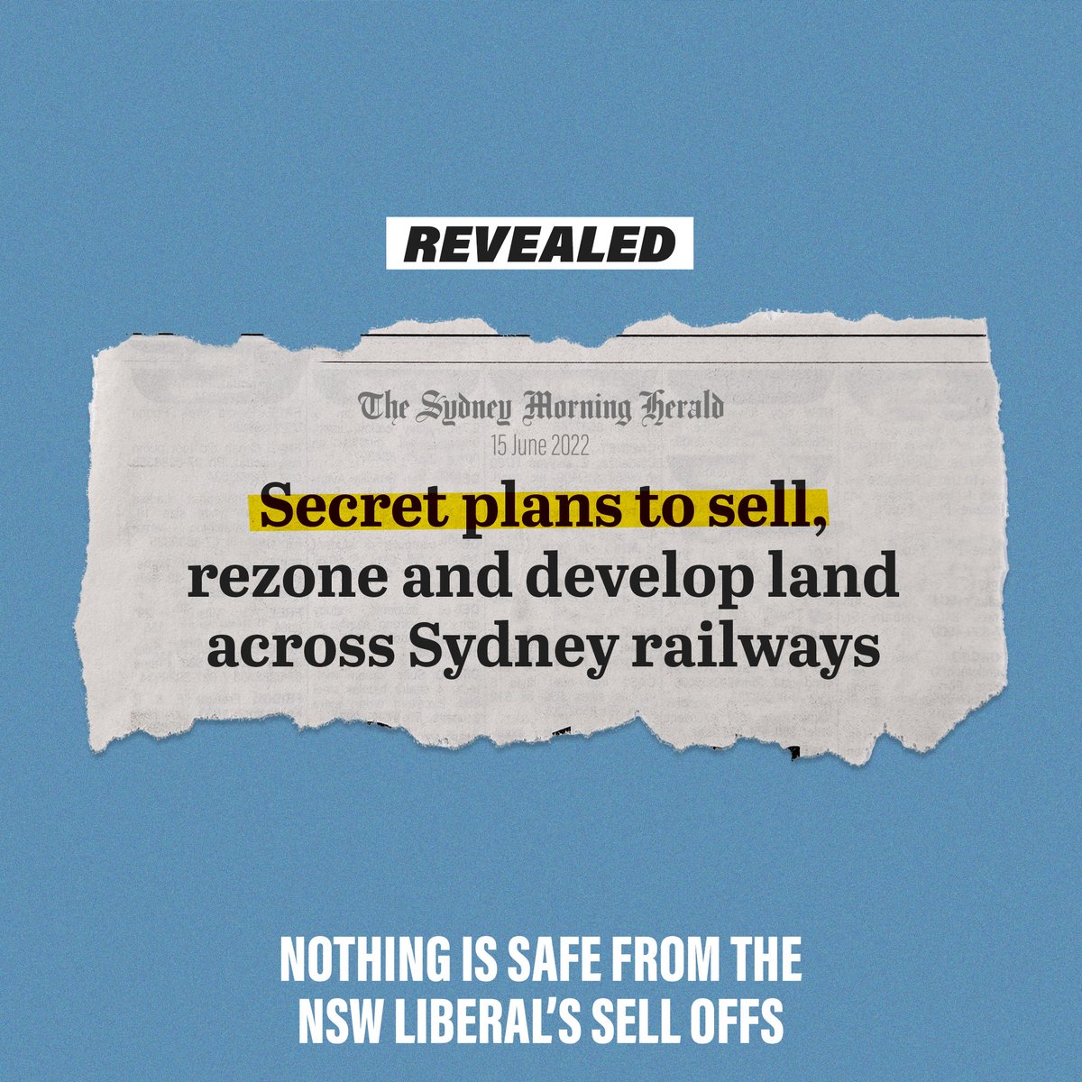 hugh_mcdermott's tweet photo. It has been revealed that the scandal-ridden NSW rail corporation the Transport Asset Holding Entity (TAHE) is planning on selling or redeveloping land across Sydney’s rail network, to generate $40 billion in windfalls for the NSW Government. @NSWLabor #STOPoverdevelopment https://t.co/qJAlilu9xk