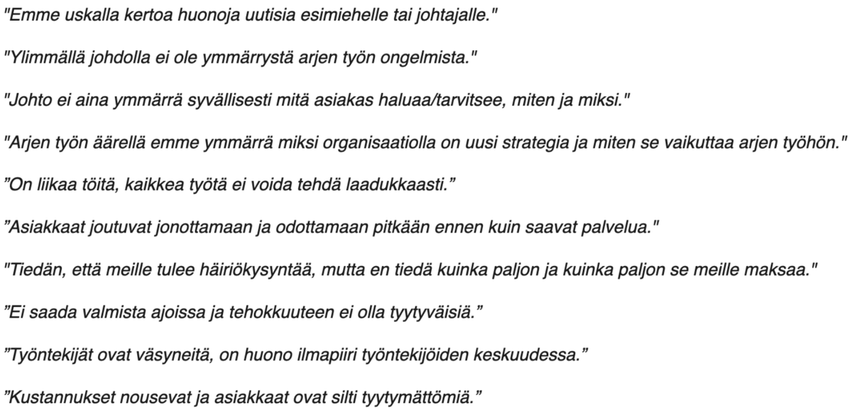 Johtamisen emeritusprofessori <a href="/PauliJuuti/">Pauli Juuti</a>'n mukaan suurin osa ongelmista organisaatioissa johtuu siitä, että todellisuutta ei pystytä viestimään hierarkian ja valtaeron takia.

Ohessa lainauksia aiheesta.

Kuulostavatko nämä tutuilta?

#johtaminen #työelämä #sote