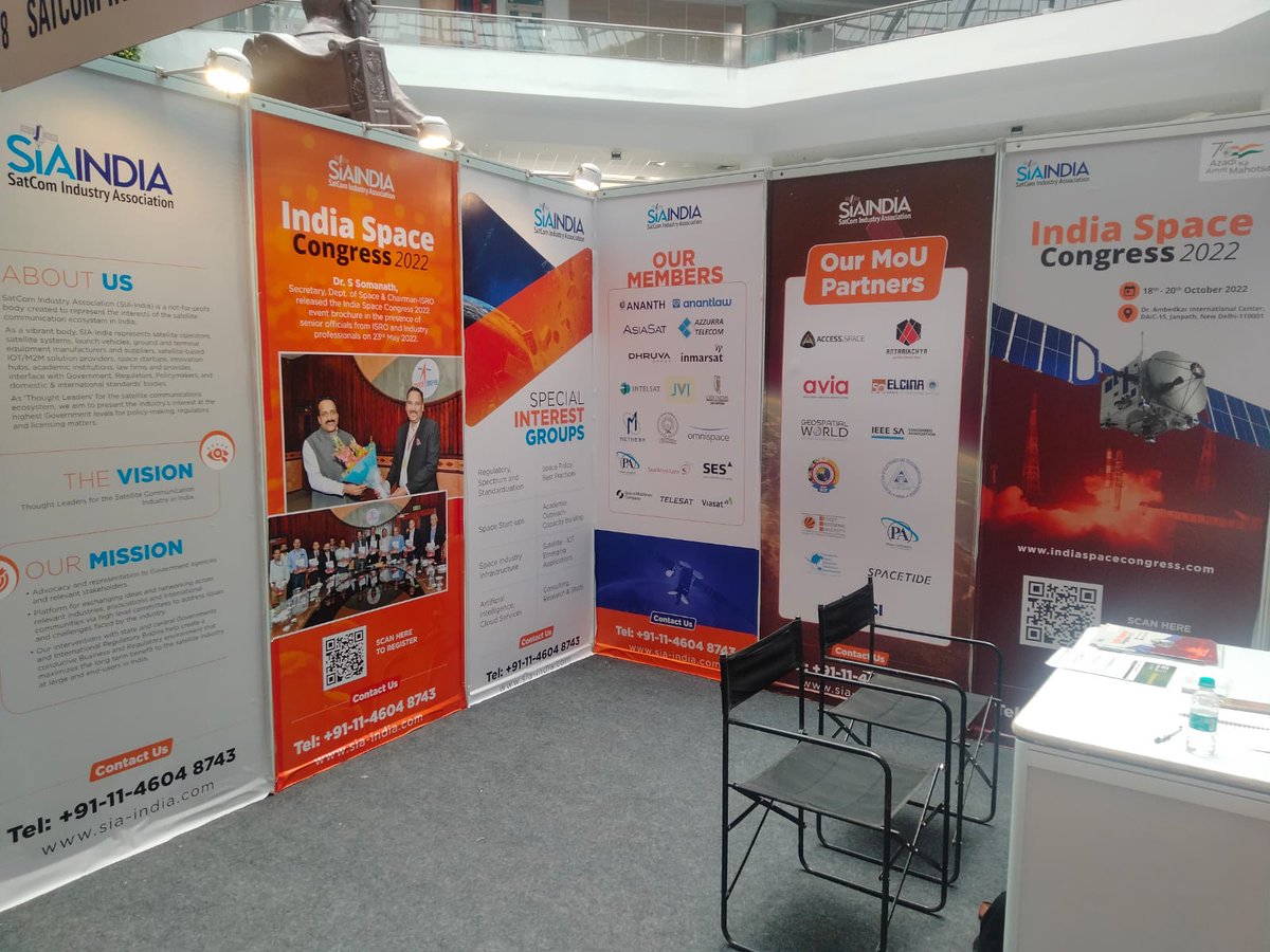 SIA_Ind's tweet photo. Welcome to @satcom_india at booth no 8 at the #GeoIntelligence2022 event. Please visit our booth to know more about our association and India Space Congress 2022. https://t.co/awgH3Xi9uO