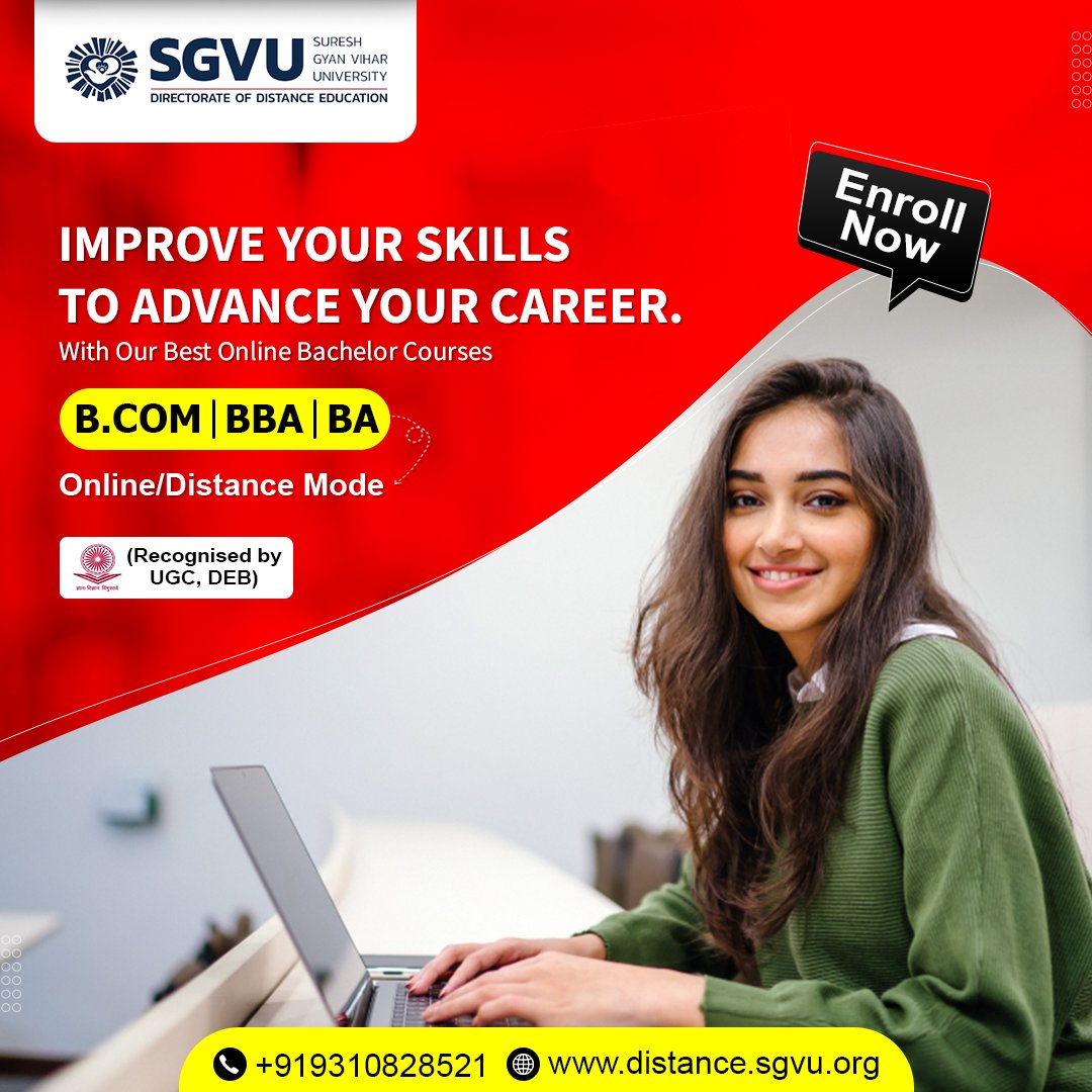 gyan_suresh's tweet image. Get 𝗢𝗻𝗹𝗶𝗻𝗲/𝗱𝗶𝘀𝘁𝗮𝗻𝗰𝗲 𝗕𝗮𝗰𝗵𝗲𝗹𝗼𝗿𝘀 𝗗𝗲𝗴𝗿𝗲𝗲 at Suresh Gyan Vihar University.
Apply now!
𝗖𝗮𝗹𝗹 𝗨𝘀 - +919310828521
𝗩𝗶𝘀𝗶𝘁 - distance.sgvu.org 
#onlineDegree #onlinedegreecourse #distancelearning #distancedegree 
#distanceeducation #onlinecourse