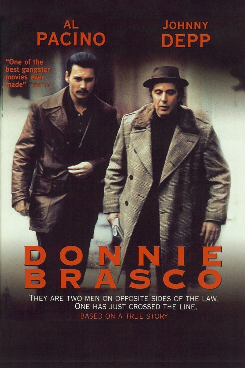 Donnie Brasco (1997) tracks one of the most extensive FBI infiltrations of the mafia in history. An agent posing as a low-level jewel thief is taken under the wing of an aging enforcer, who becomes his father, his friend, and his target.