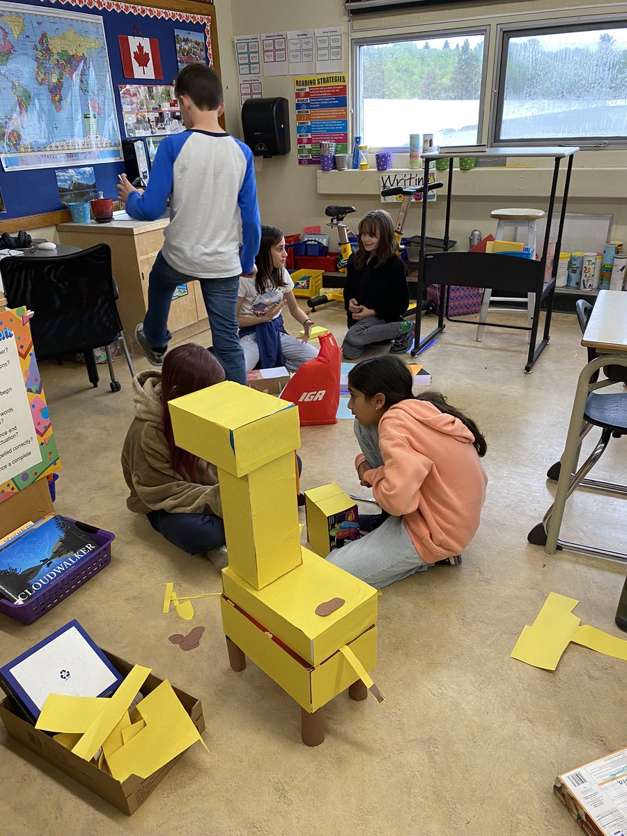 DebDunham16's tweet photo. Students are learning about area, perimeter and volume in mathematics. They are eager to share their art creations with our grade two buddies! https://t.co/9npPEYhqUT